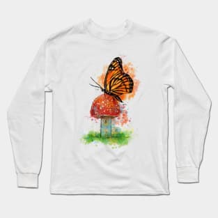 Butterfly and Mushroom Long Sleeve T-Shirt